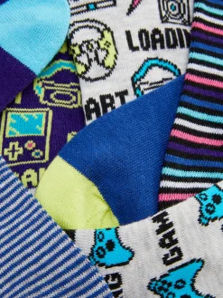 Chaussettes|Primark 7 Paires De Socquettes à Motif Jeux Vidéos Noir