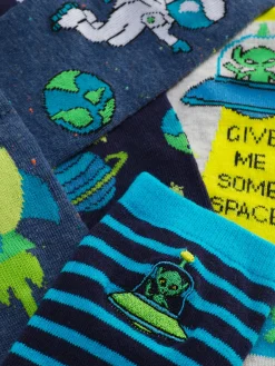 Chaussettes|Primark 5 Paires De Socquettes Graphiques à Motif Espace Bleu marine