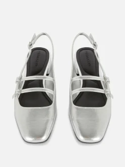 Ballerines|Primark Babies à Talon Ouvert Et Double Bride Argent