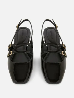 Vêtements Gothiques|Ballerines|Primark Babies à Talon Ouvert Et Double Bride Noir