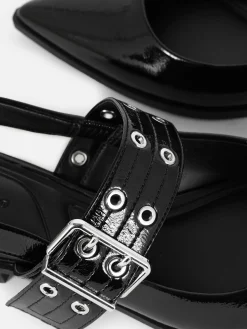 Ballerines|Primark Ballerines à Talon Ouvert Et à Boucle Noir