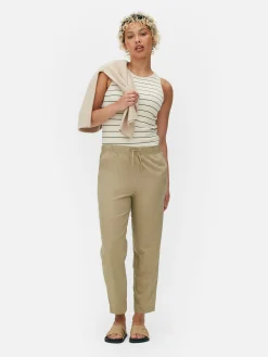 Bas De Jogging|Primark Bas De Jogging Fuselé En Popeline Taupe