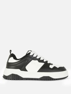 Baskets|Primark Baskets à Lacets Avec Empiècements Contrastés Noir/Blanc