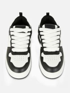 Baskets|Primark Baskets à Lacets Avec Empiècements Contrastés Noir/Blanc