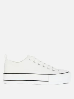 Baskets|Primark Baskets Basses Compensées En Simili Cuir Blanc