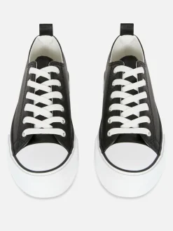 Baskets|Primark Baskets Basses Compensées En Simili Cuir Noir