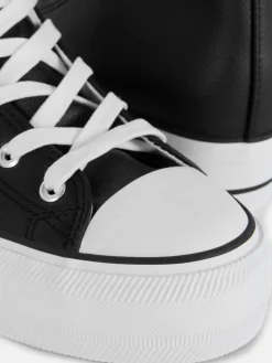 Baskets|Primark Baskets Montantes Compensées En Simili Cuir Noir