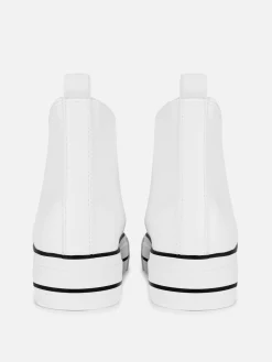 Baskets|Primark Baskets Montantes Compensées En Simili Cuir Blanc