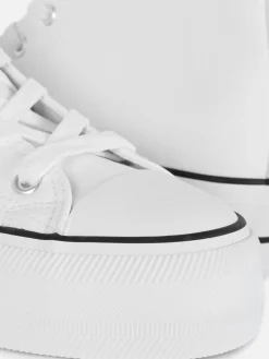 Baskets|Primark Baskets Montantes Compensées En Simili Cuir Blanc