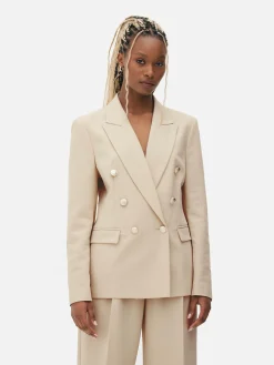 Blazers|Primark Blazer à Boutonnage Croisé Avec Bouton Métallisé Écru