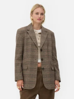 Blazers|Primark Blazer à Carreaux à Boutonnage Simple Rita Ora Marron