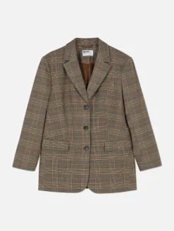 Blazers|Primark Blazer à Carreaux à Boutonnage Simple Rita Ora Marron