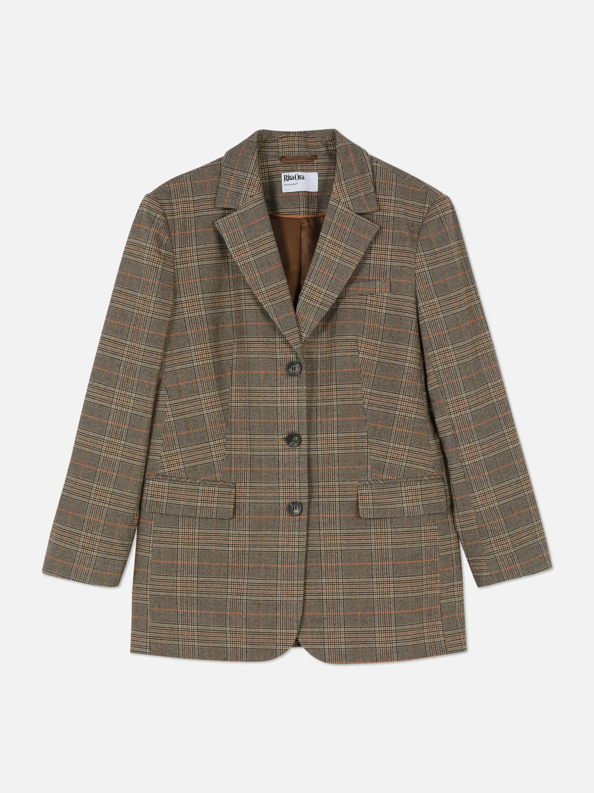 Blazers|Primark Blazer à Carreaux à Boutonnage Simple Rita Ora Marron