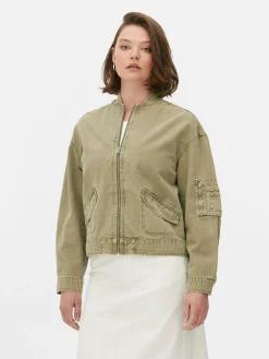 Manteaux Et Vestes|Primark Blouson Bomber Cargo Court Kaki
