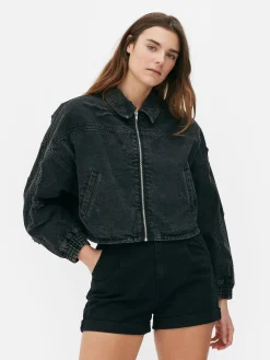 Manteaux Et Vestes|Primark Blouson Bomber Effet Vieilli Noir discret