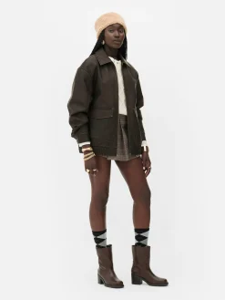 Manteaux Et Vestes|Primark Blouson Bomber En Simili Cuir à Effet Vieilli Rita Ora Marron