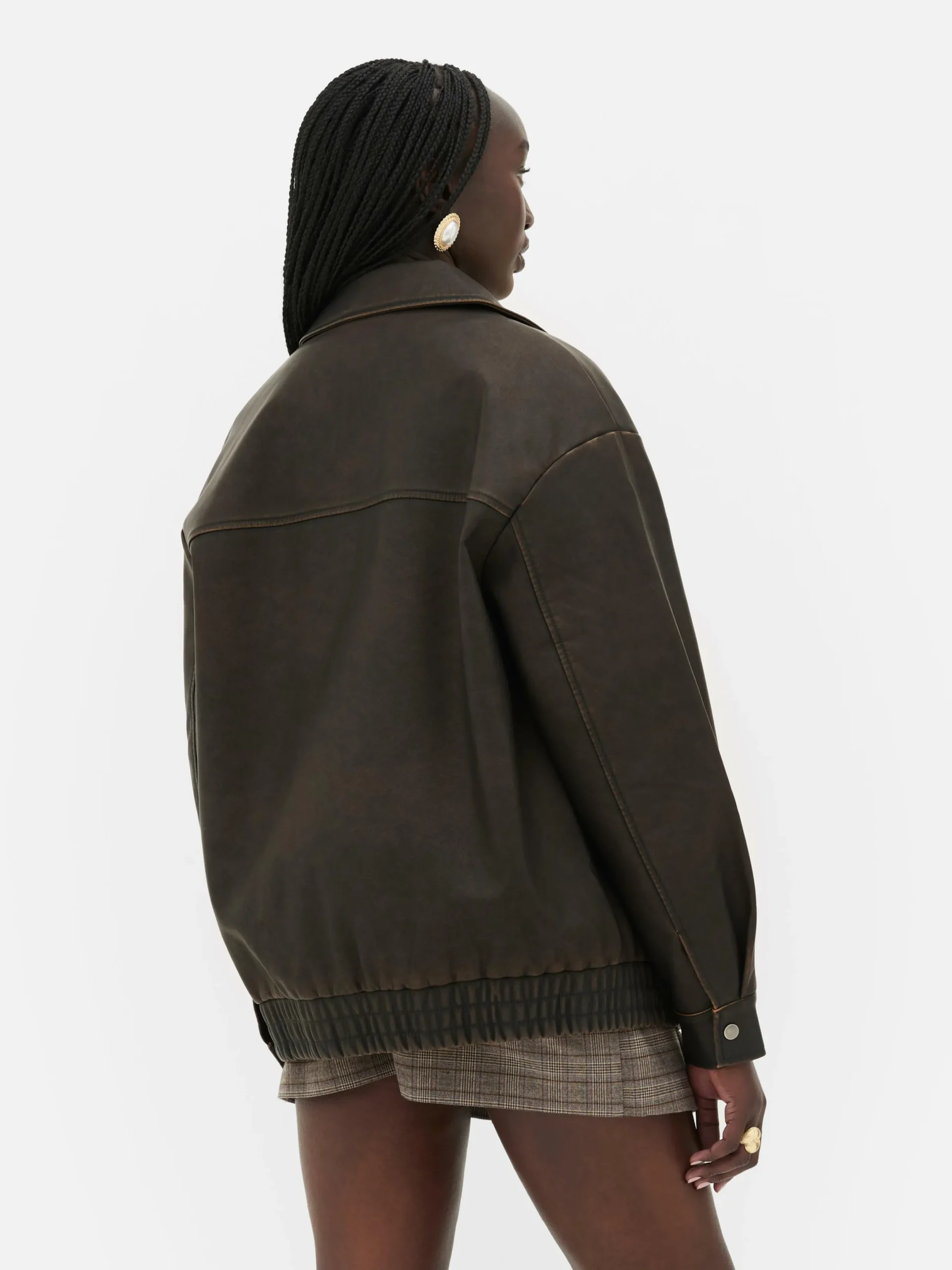 Manteaux Et Vestes|Primark Blouson Bomber En Simili Cuir à Effet Vieilli Rita Ora Marron