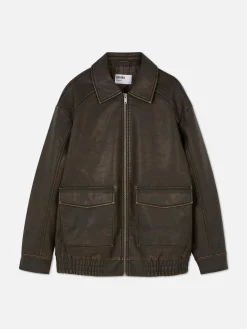 Manteaux Et Vestes|Primark Blouson Bomber En Simili Cuir à Effet Vieilli Rita Ora Marron
