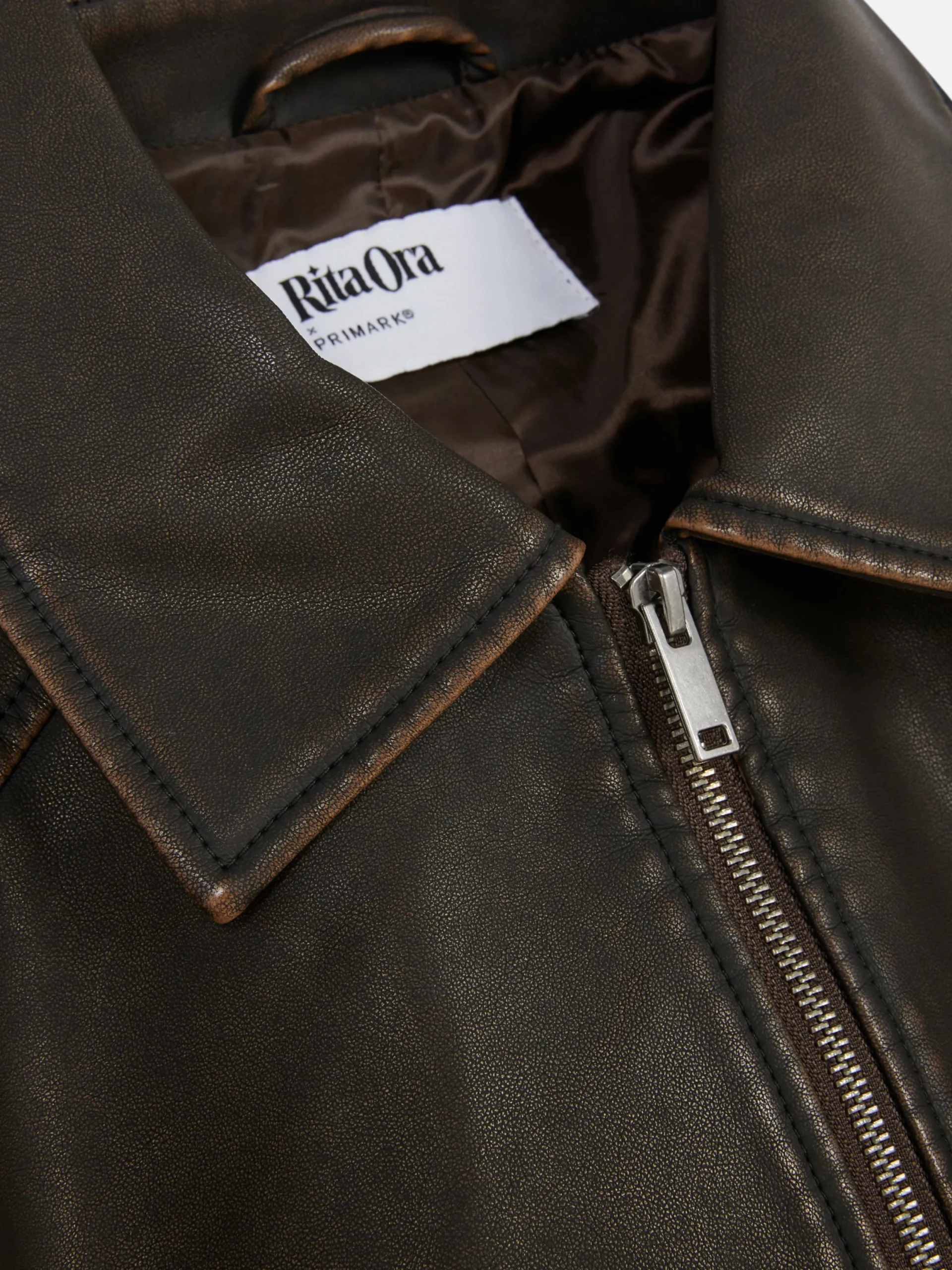 Manteaux Et Vestes|Primark Blouson Bomber En Simili Cuir à Effet Vieilli Rita Ora Marron