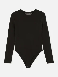 Hauts Et T-Shirts|Primark Body Côtelé à Manches Longues Noir
