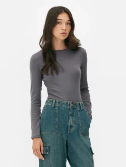Hauts Et T-Shirts|Primark Body Côtelé Doux Au Toucher Gris