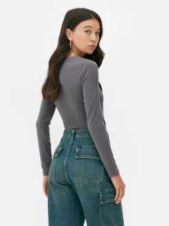Hauts Et T-Shirts|Primark Body Côtelé Doux Au Toucher Gris