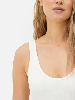 Hauts Et T-Shirts|Primark Body Côtelé Sans Coutures à Décolleté Blanc
