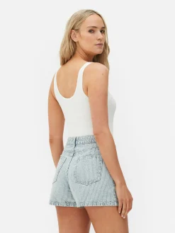 Hauts Et T-Shirts|Primark Body Côtelé Sans Coutures à Décolleté Blanc