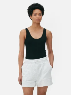 Hauts Et T-Shirts|Primark Body Côtelé Sans Coutures à Décolleté Noir