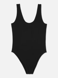 Hauts Et T-Shirts|Primark Body Côtelé Sans Coutures à Décolleté Noir