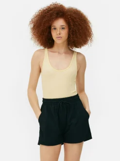 Hauts Et T-Shirts|Primark Body Côtelé Sans Coutures à Décolleté Jaune citron
