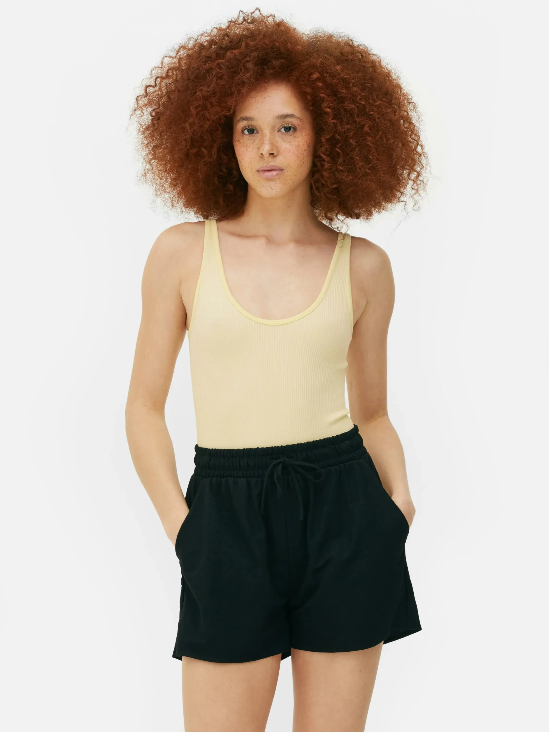 Hauts Et T-Shirts|Primark Body Côtelé Sans Coutures à Décolleté Jaune citron