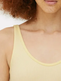 Hauts Et T-Shirts|Primark Body Côtelé Sans Coutures à Décolleté Jaune citron