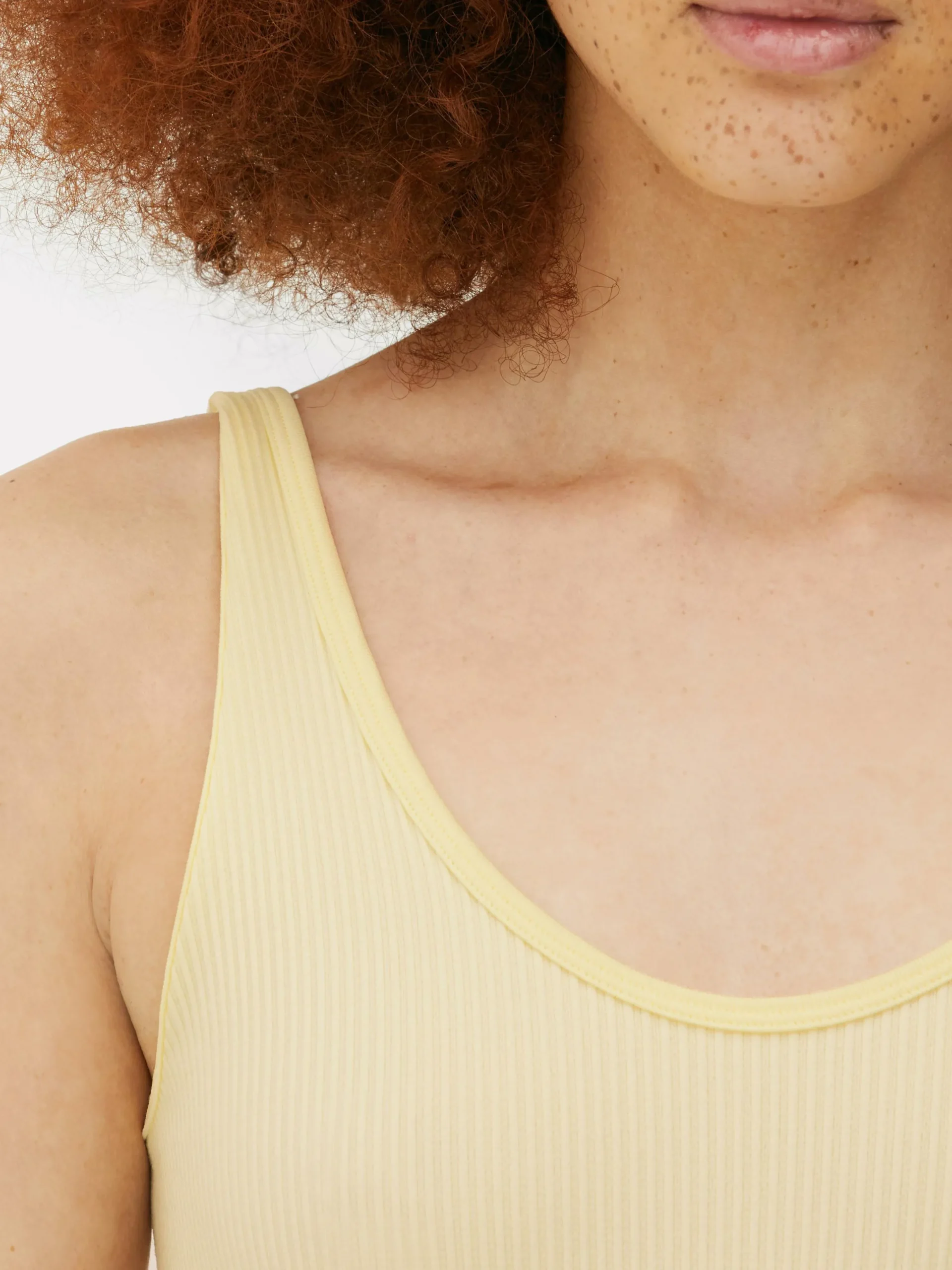 Hauts Et T-Shirts|Primark Body Côtelé Sans Coutures à Décolleté Jaune citron