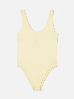 Hauts Et T-Shirts|Primark Body Côtelé Sans Coutures à Décolleté Jaune citron