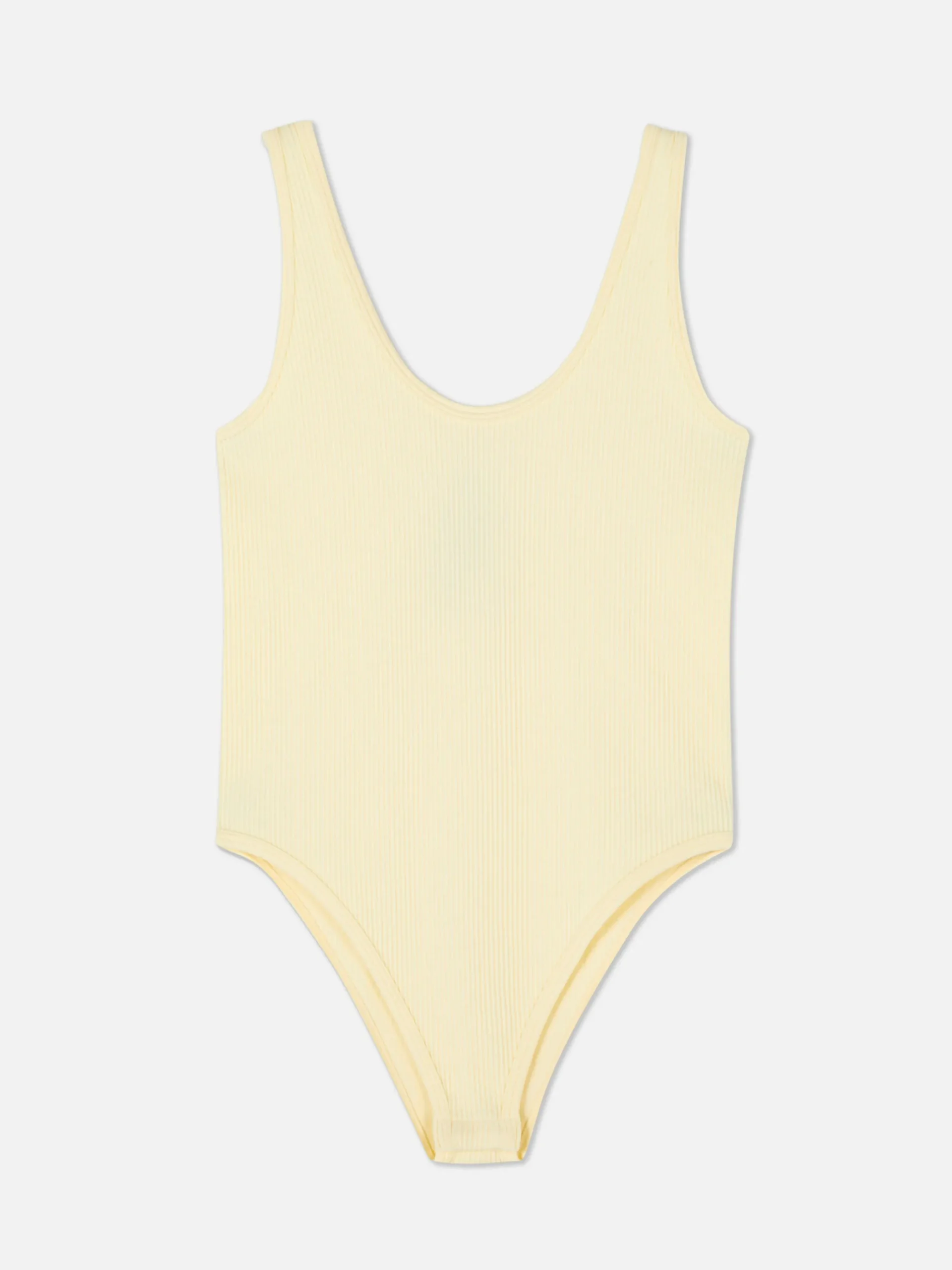 Hauts Et T-Shirts|Primark Body Côtelé Sans Coutures à Décolleté Jaune citron