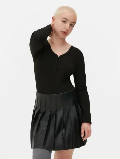 Hauts Et T-Shirts|Primark Body Façon T-shirt Boutonné à Manches Longues Noir