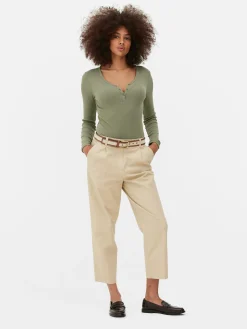 Hauts Et T-Shirts|Primark Body Façon T-shirt Boutonné à Manches Longues Kaki