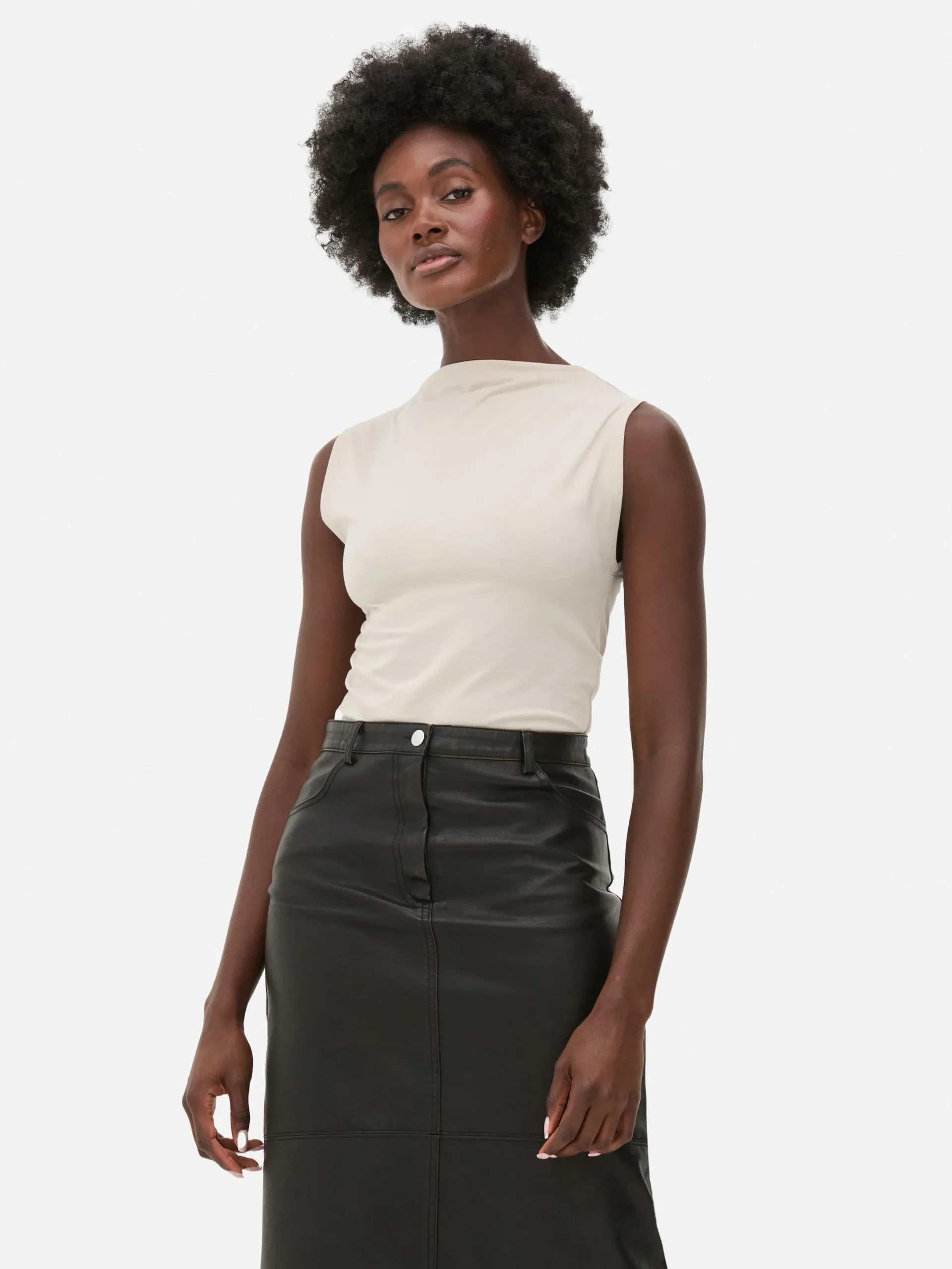 Hauts Et T-Shirts|Primark Body Sans Manches à Col Montant Grège