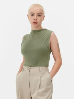 Hauts Et T-Shirts|Primark Body Sans Manches à Col Montant Kaki