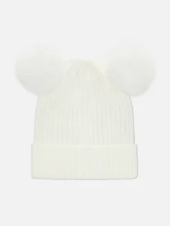Chapeaux Et Mitaines|Primark Bonnet En Maille à Pompon Crème