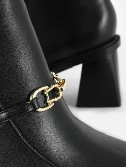 Bottes|Primark Bottes à Talons Carrés Et Détail Chaîne Rita Ora Noir