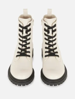 Bottes|Primark Bottes De Motard à Lacets Écru