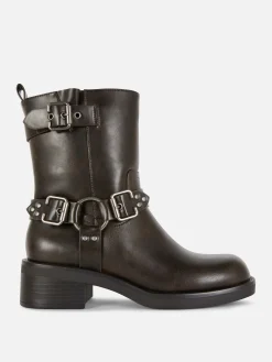 Bottes|Primark Bottes De Motard En Simili Cuir Marron