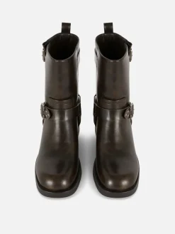 Bottes|Primark Bottes De Motard En Simili Cuir Marron