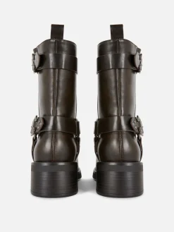 Bottes|Primark Bottes De Motard En Simili Cuir Marron