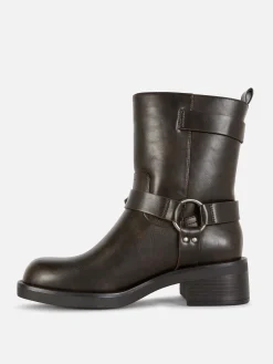 Bottes|Primark Bottes De Motard En Simili Cuir Marron