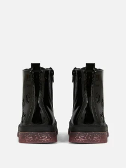 Bottes Et Bottes En Caoutchouc|Primark Bottes En Simili Cuir Verni à Semelles Scintillantes Noir