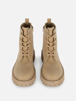 Bottes Et Bottes En Caoutchouc|Primark Bottes En Suédine à Lacets Sable