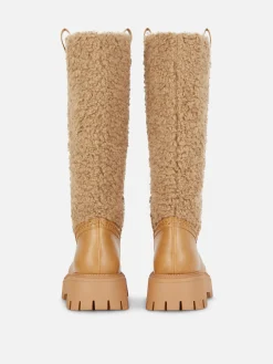 Bottes|Primark Bottes Montantes Effet Mouton Retourné Rita Ora Beige